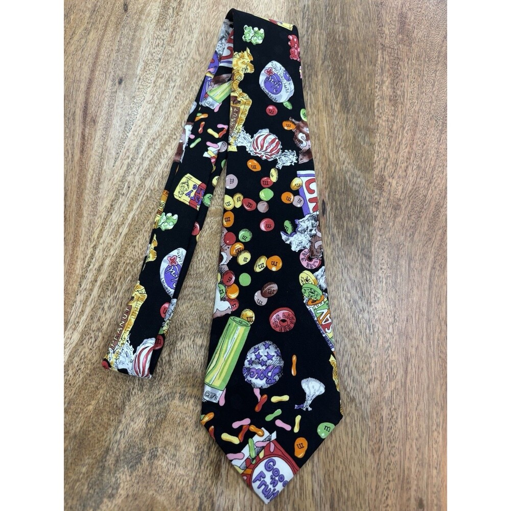 NICOLE MILLER Vintage 1990 Silk Tie Candy Theme M&M LIFESAVER CRUNCH YORK REESES